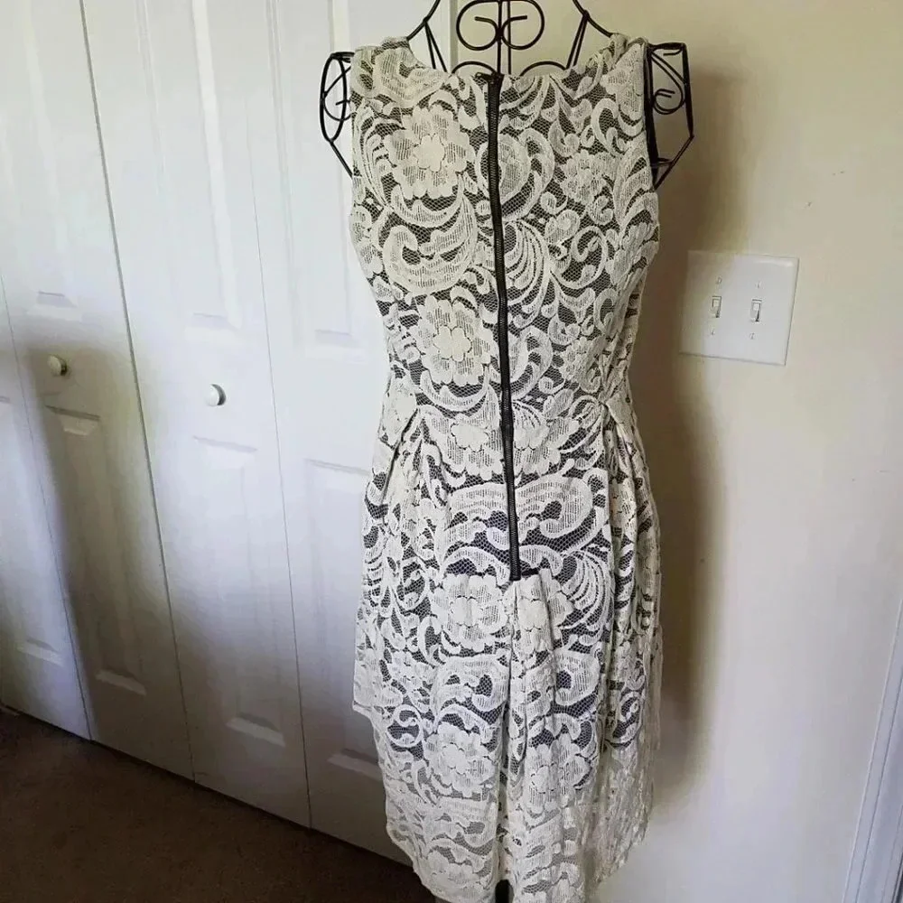 Monteau Lace Overlay Dress Medium Women High Low - Picture 4 of 5